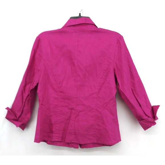 Sara I. Shirt Womens Size M Pink Pleated Front 100% Linen Button Up Top - Picture 4 of 7